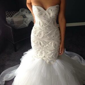 Source Unknown White Strapless Wedding Dress